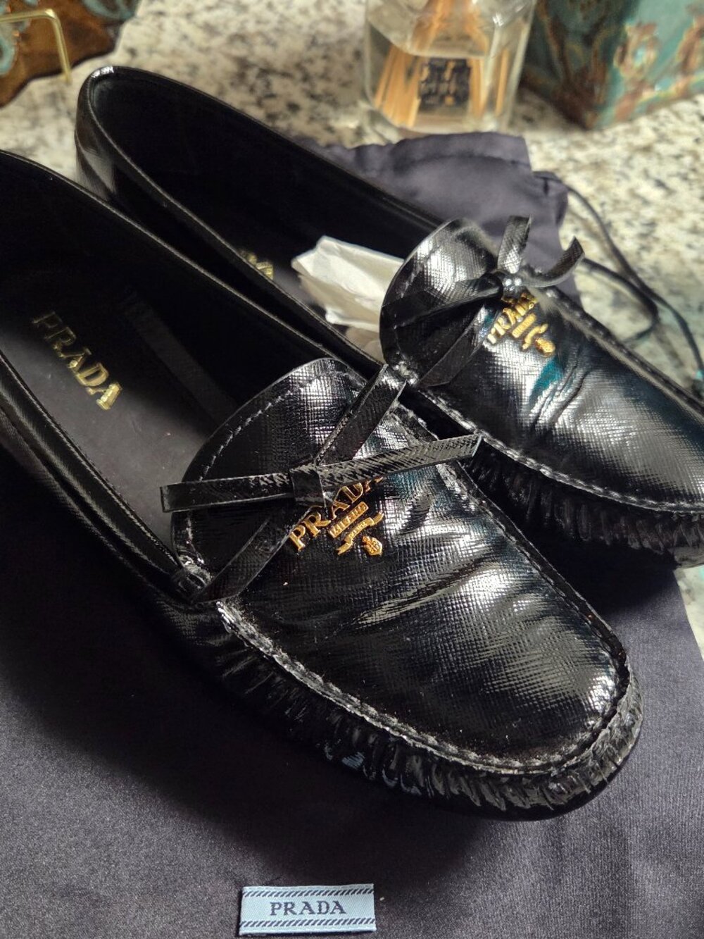 Prada Black Patent Loafers • Made in Italy • Size 38.5 - Picture 2 of 6
